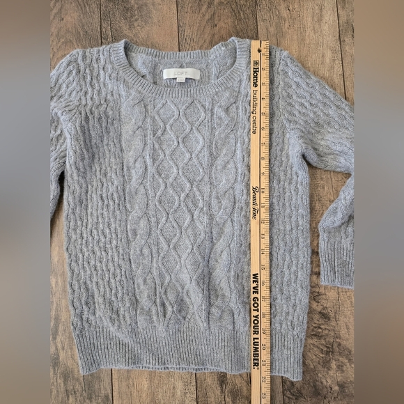 Loft Womens Medium Gray Cable Knit Sweater - Picture 3 of 7